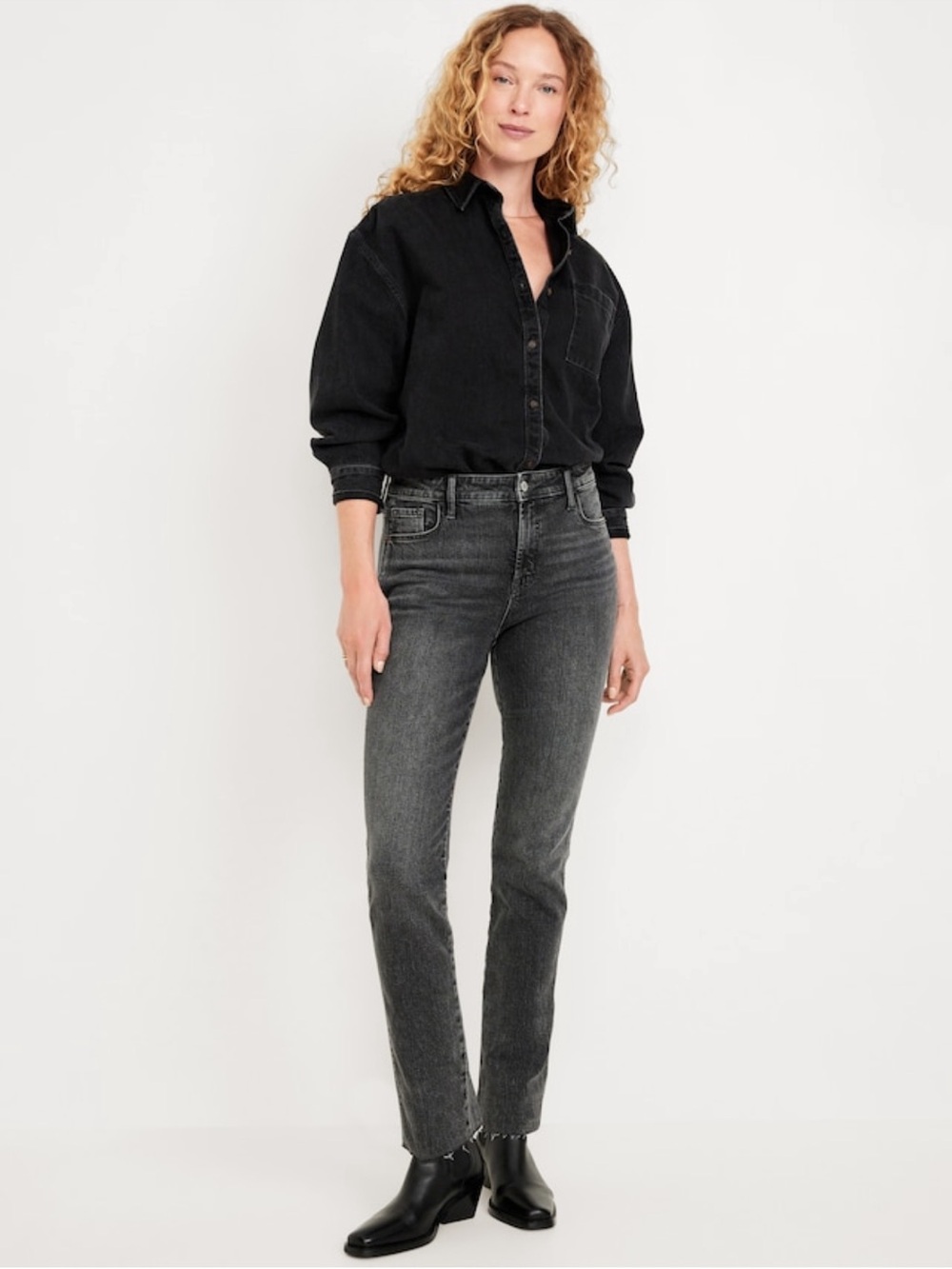 Old Navy: Vintage Slim Jeans with Raw Hem - Charcoal